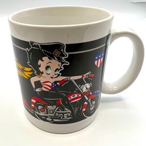 Betty Boop White Ceramic Coffee Mug Motorcycle Biker Chick American Linyi 2002